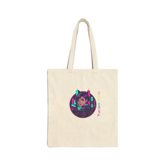 Neon Cyberpunk Girl Tote