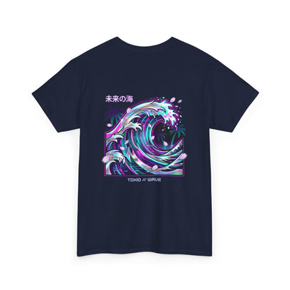 Vaporwave Japanese Surf T-Shirt — "未来の海" Retro Neon Aesthetic