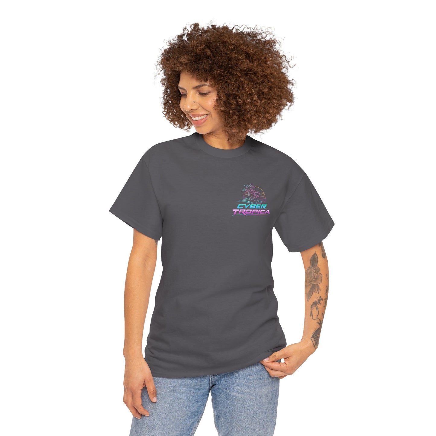 Retro Palm Tree Sunset T-Shirt — Vintage Tropical Beach Tee