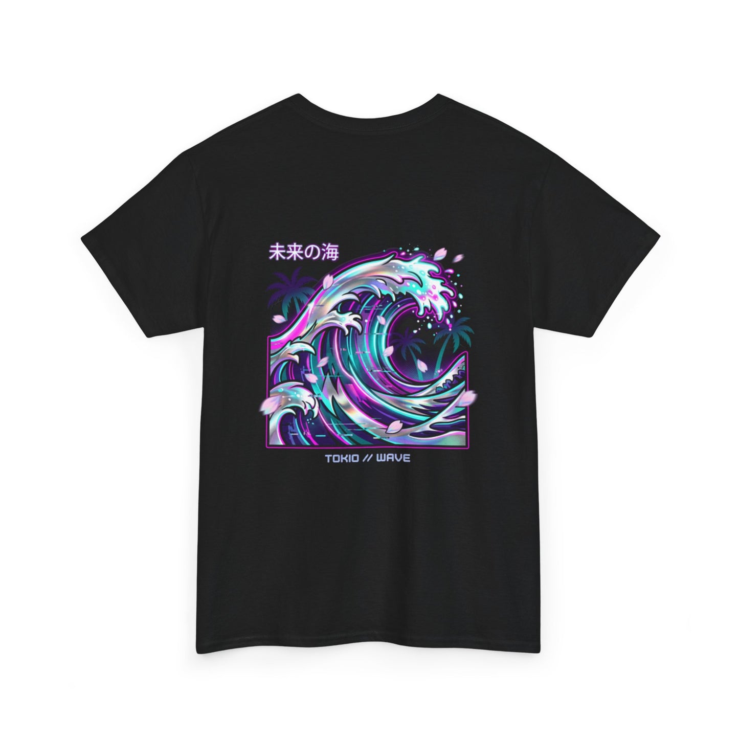 Vaporwave Japanese Surf T-Shirt — "未来の海" Retro Neon Aesthetic