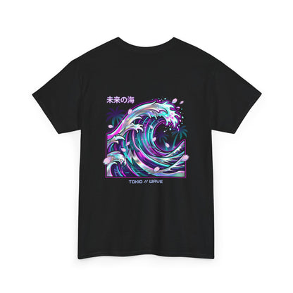 Vaporwave Japanese Surf T-Shirt — "未来の海" Retro Neon Aesthetic