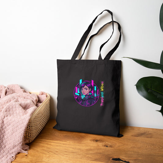 Neon Cyberpunk Girl Tote