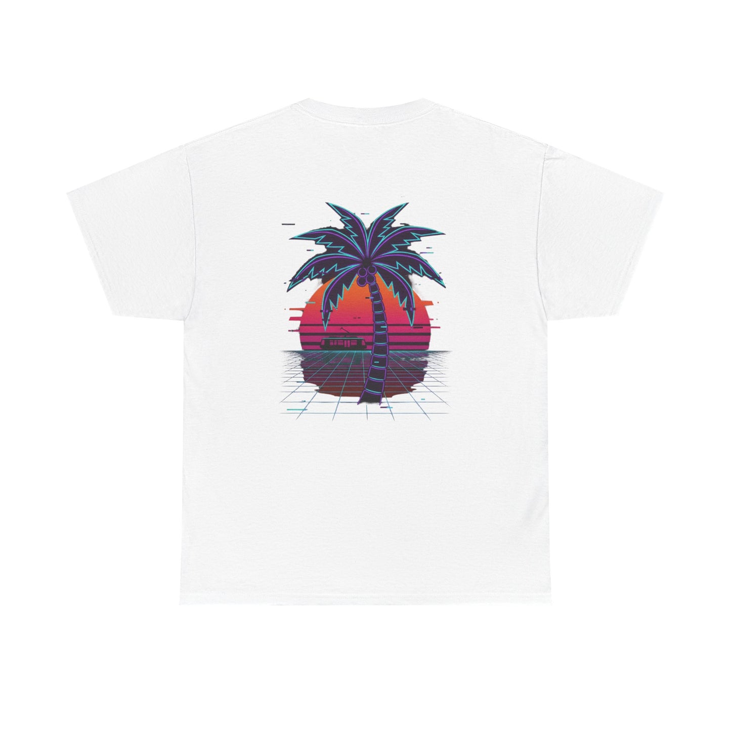 Retro Palm Tree Sunset T-Shirt — Vintage Tropical Beach Tee