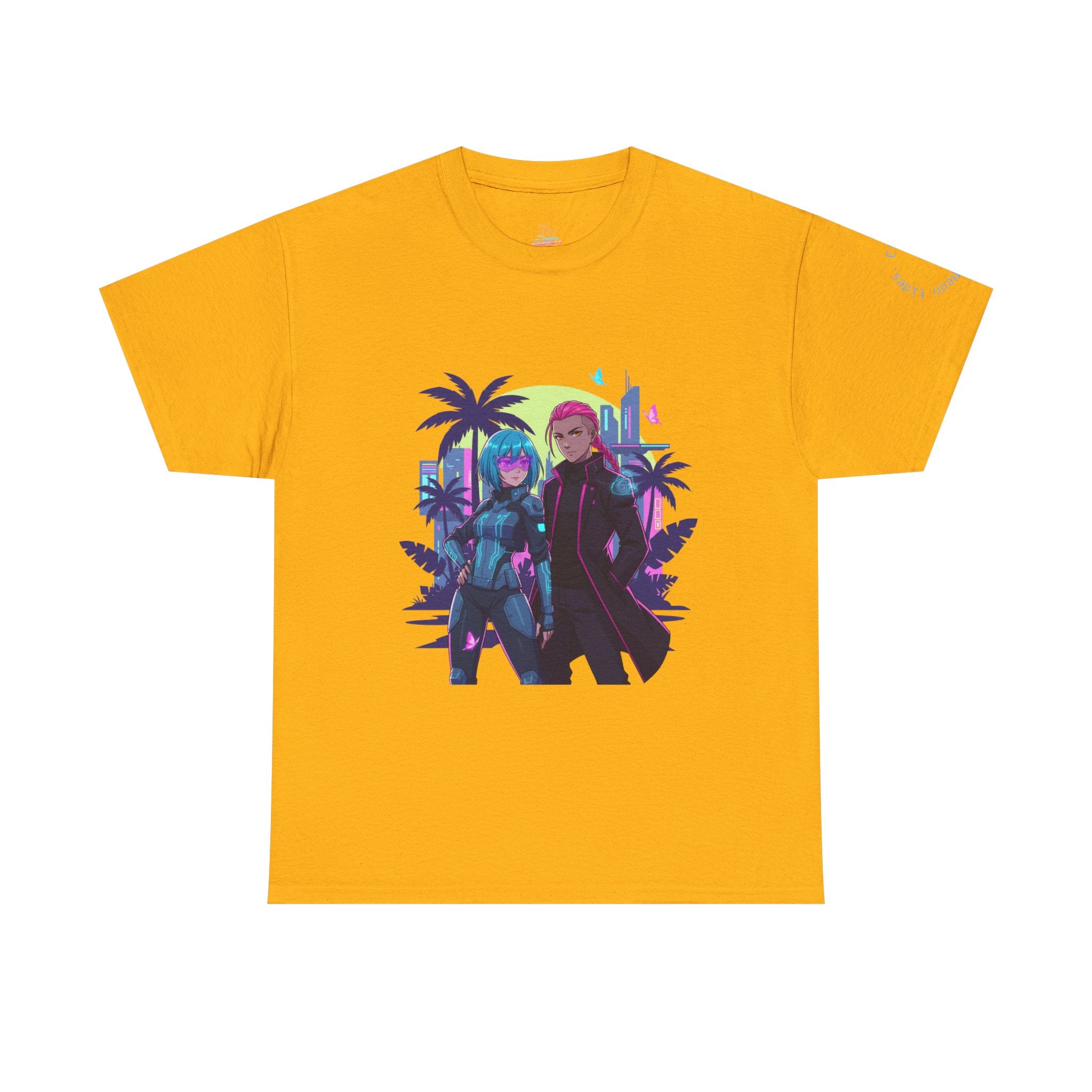 Vaporwave Cyber Duo T-Shirt — 'Tropical Vibes' Retro Futuristic Tee