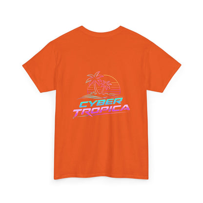 Cyberpunk Tropical Duo Tee — Neon Futuristic Beach Graphic T-Shirt