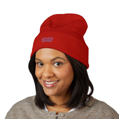 Embroidered 'Elegance Rewired' Cuffed Beanie