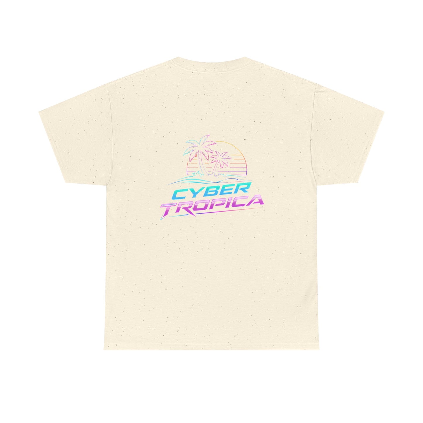 Cyberpunk Tropical Duo Tee — Neon Futuristic Beach Graphic T-Shirt