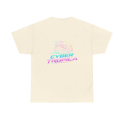 Cyberpunk Tropical Duo Tee — Neon Futuristic Beach Graphic T-Shirt