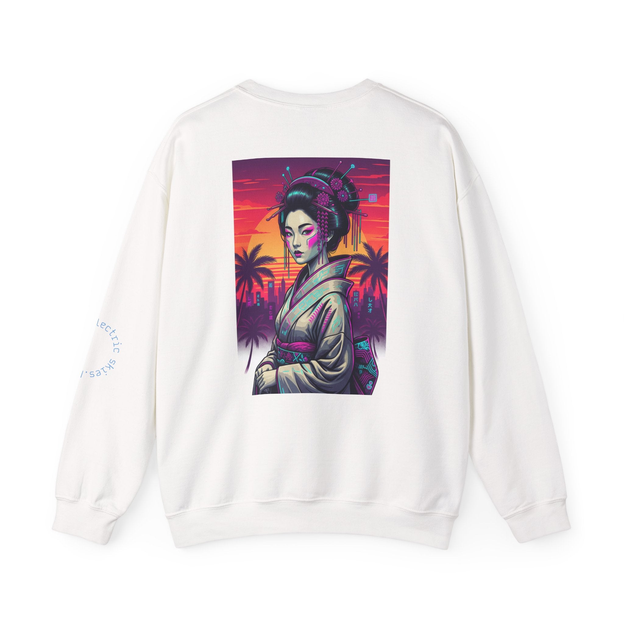 Geisha Sunset Crewneck Sweatshirt — "Elegance Rewired" Graphic Sweatshirt