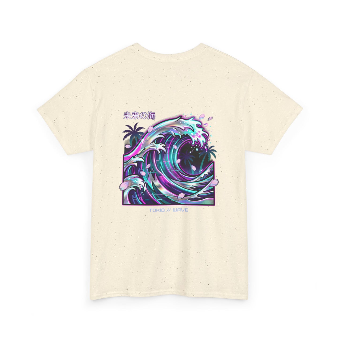 Vaporwave Japanese Surf T-Shirt — "未来の海" Retro Neon Aesthetic