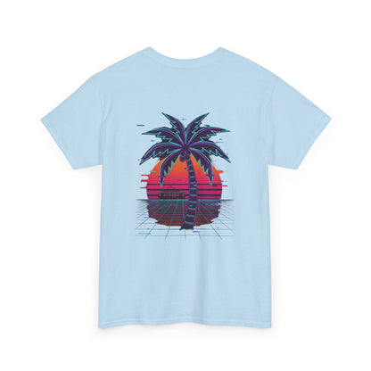 Retro Palm Tree Sunset T-Shirt — Vintage Tropical Beach Tee