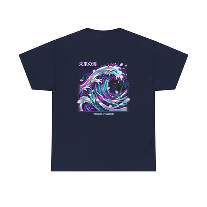 Vaporwave Japanese Surf T-Shirt — "未来の海" Retro Neon Aesthetic