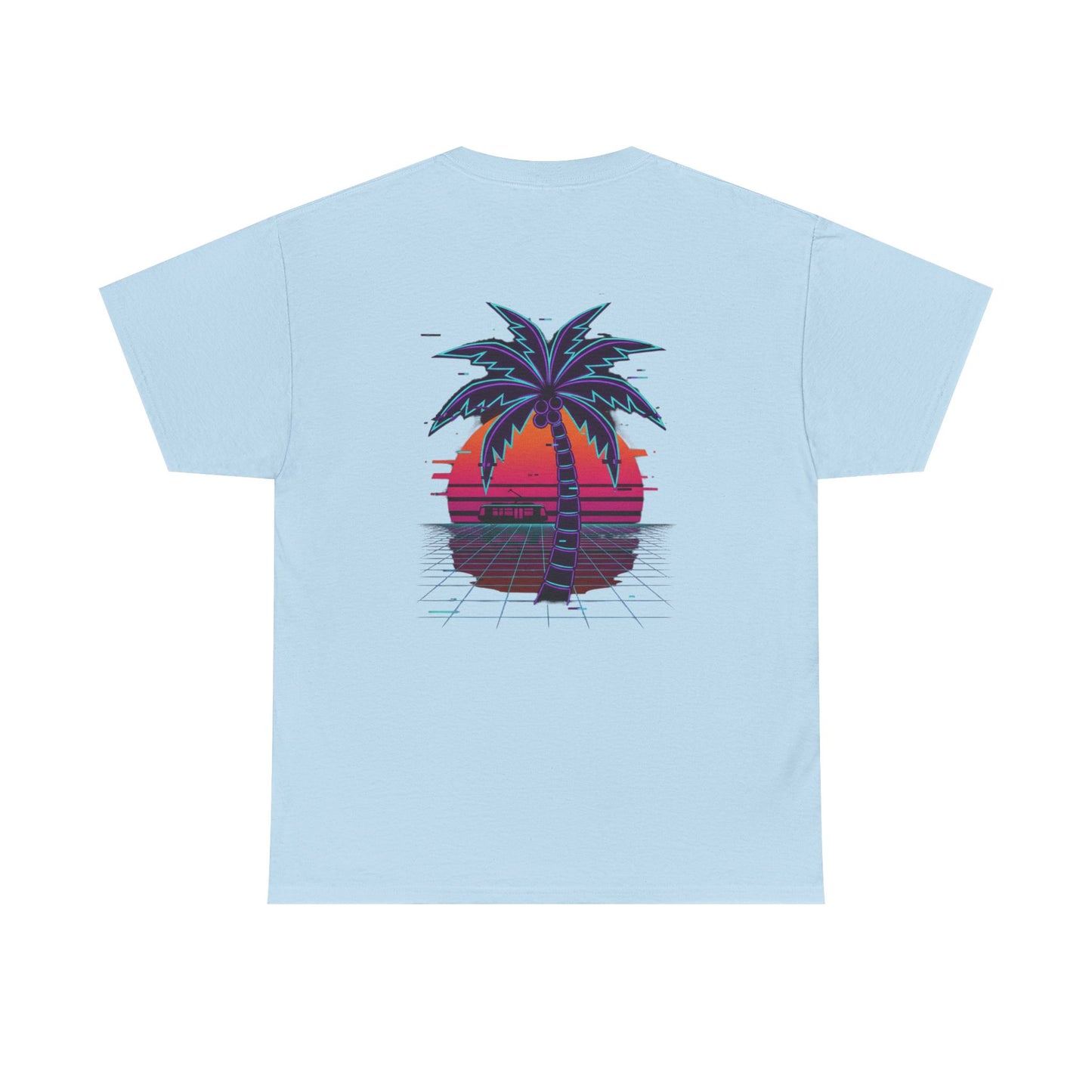 Retro Palm Tree Sunset T-Shirt — Vintage Tropical Beach Tee