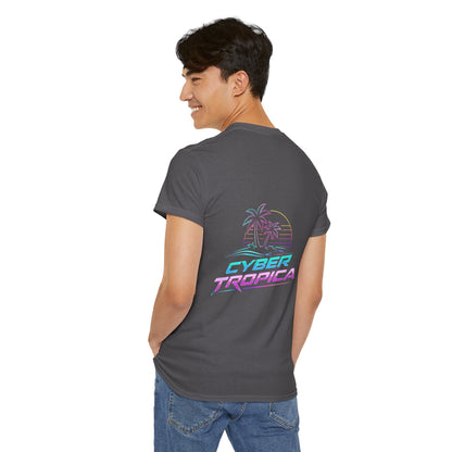 Cyberpunk Tropical Duo Tee — Neon Futuristic Beach Graphic T-Shirt
