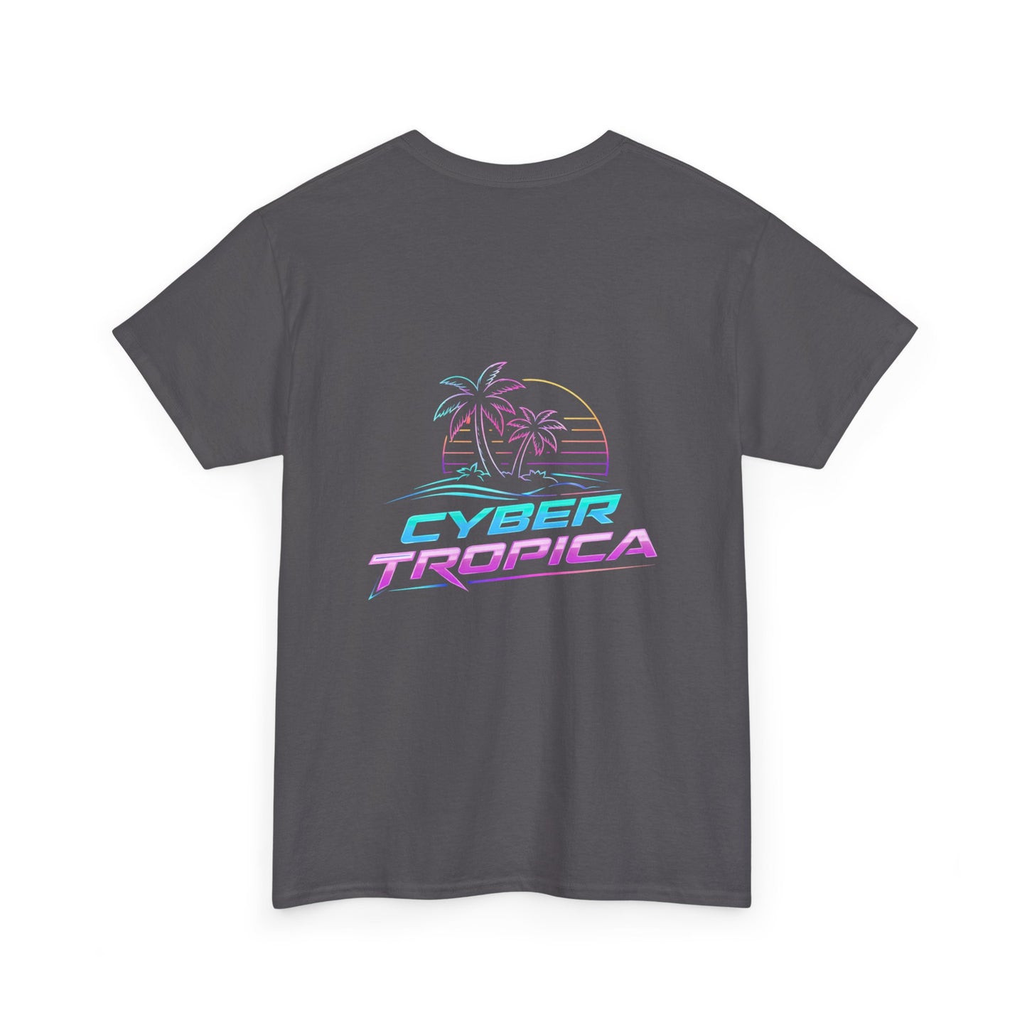 Cyberpunk Tropical Duo Tee — Neon Futuristic Beach Graphic T-Shirt