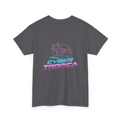 Cyberpunk Tropical Duo Tee — Neon Futuristic Beach Graphic T-Shirt