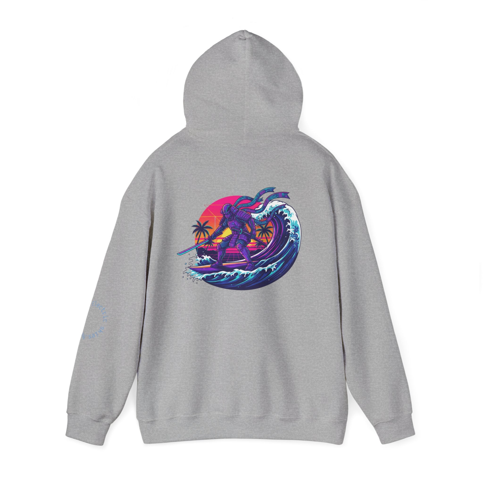 Future Paradise Hoodie — Retro Surf Samurai Graphic Pullover