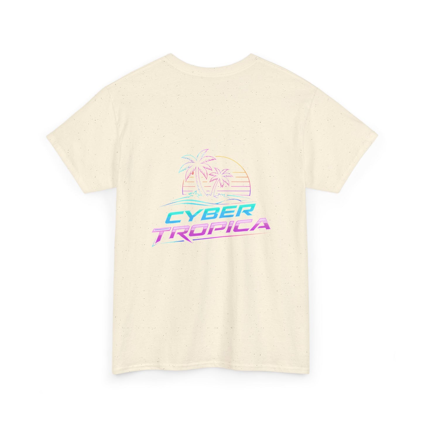 Cyberpunk Tropical Duo Tee — Neon Futuristic Beach Graphic T-Shirt
