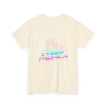 Cyberpunk Tropical Duo Tee — Neon Futuristic Beach Graphic T-Shirt