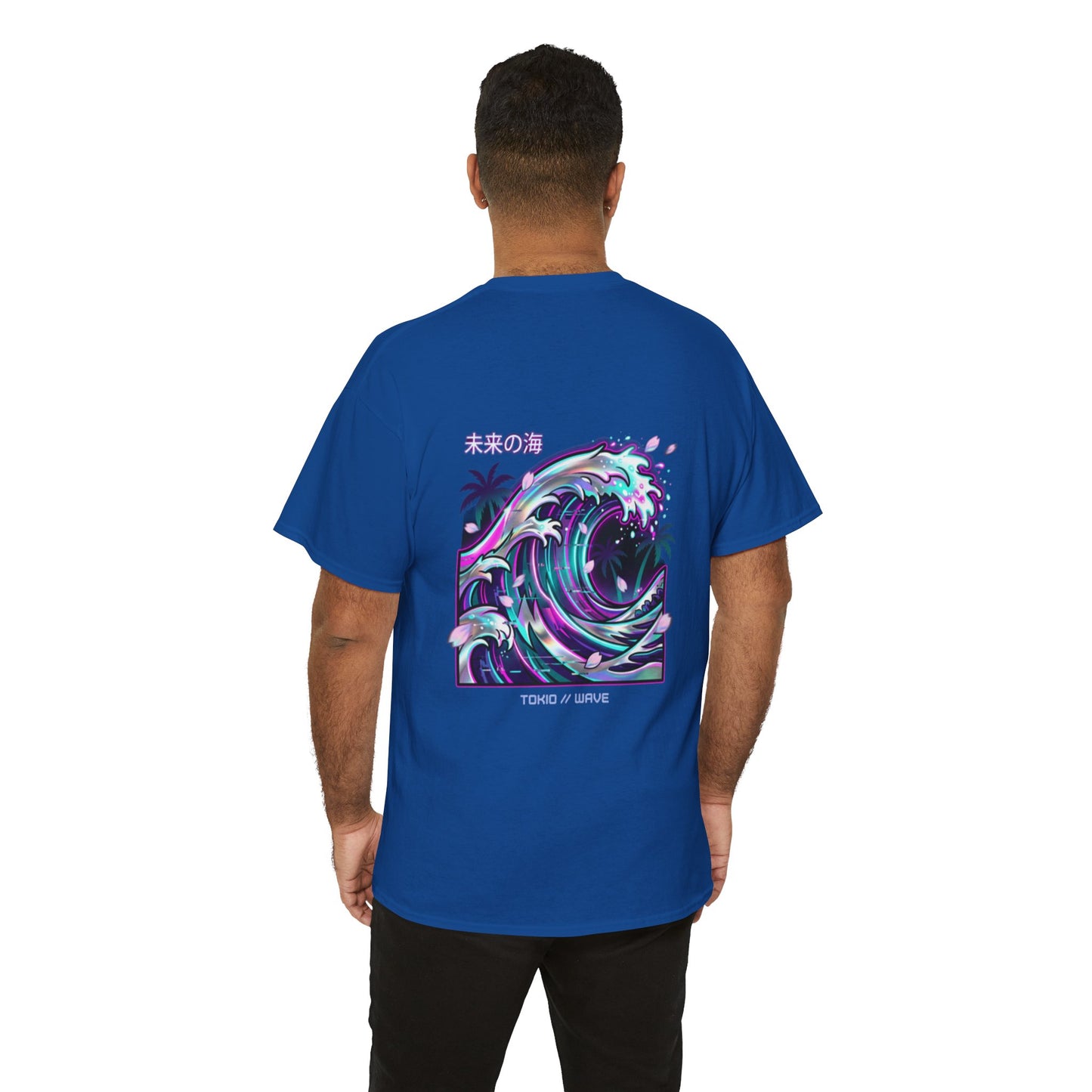 Vaporwave Japanese Surf T-Shirt — "未来の海" Retro Neon Aesthetic