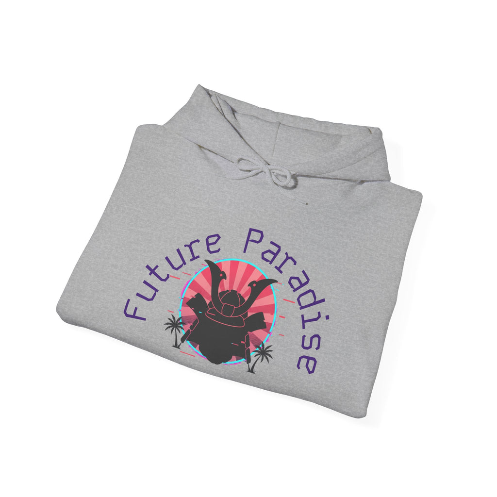 Future Paradise Hoodie — Retro Surf Samurai Graphic Pullover