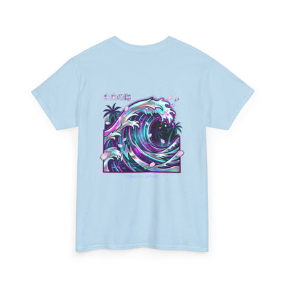 Vaporwave Japanese Surf T-Shirt — "未来の海" Retro Neon Aesthetic