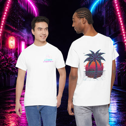 Retro Palm Tree Sunset T-Shirt — Vintage Tropical Beach Tee