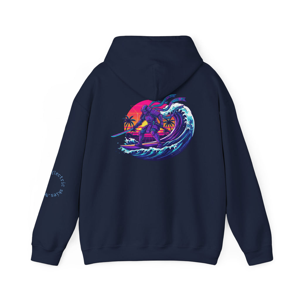 Future Paradise Hoodie — Retro Surf Samurai Graphic Pullover