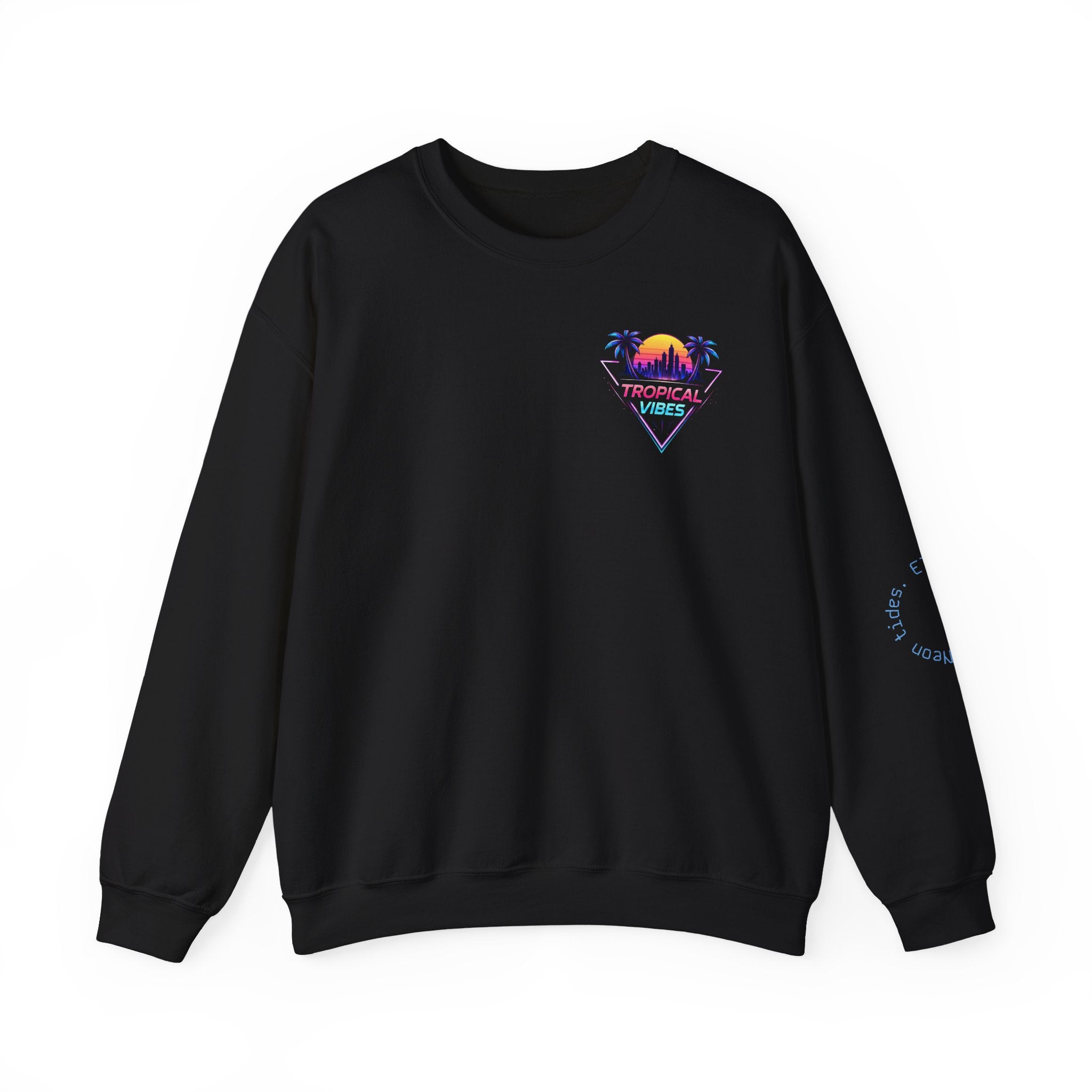 Tropical Palm Crewneck Sweatshirt — Sunset Cityscape Graphic