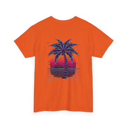 Retro Palm Tree Sunset T-Shirt — Vintage Tropical Beach Tee