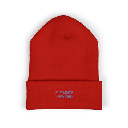 Embroidered 'Elegance Rewired' Cuffed Beanie