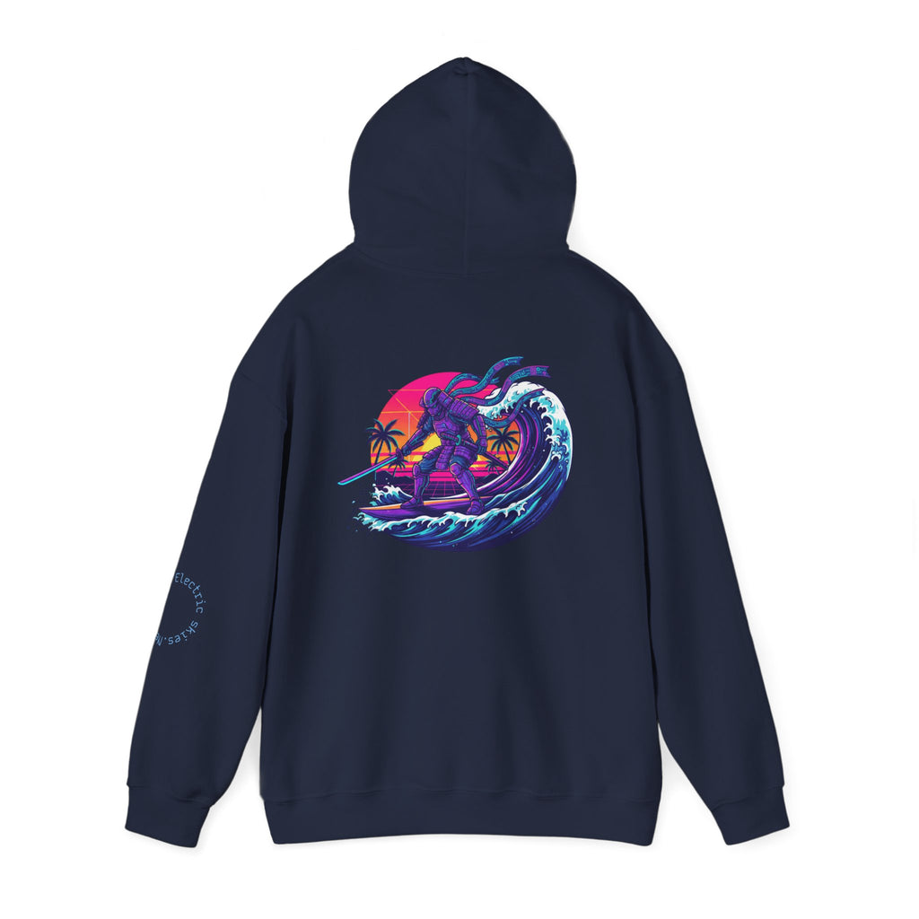 Future Paradise Hoodie — Retro Surf Samurai Graphic Pullover