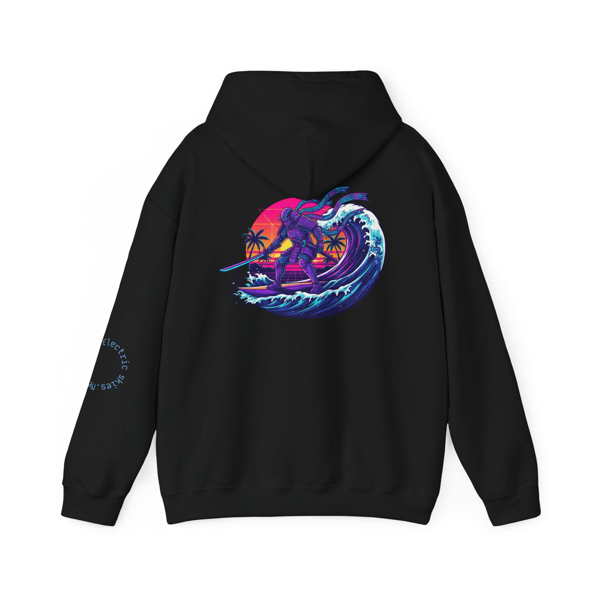 Future Paradise Hoodie — Retro Surf Samurai Graphic Pullover