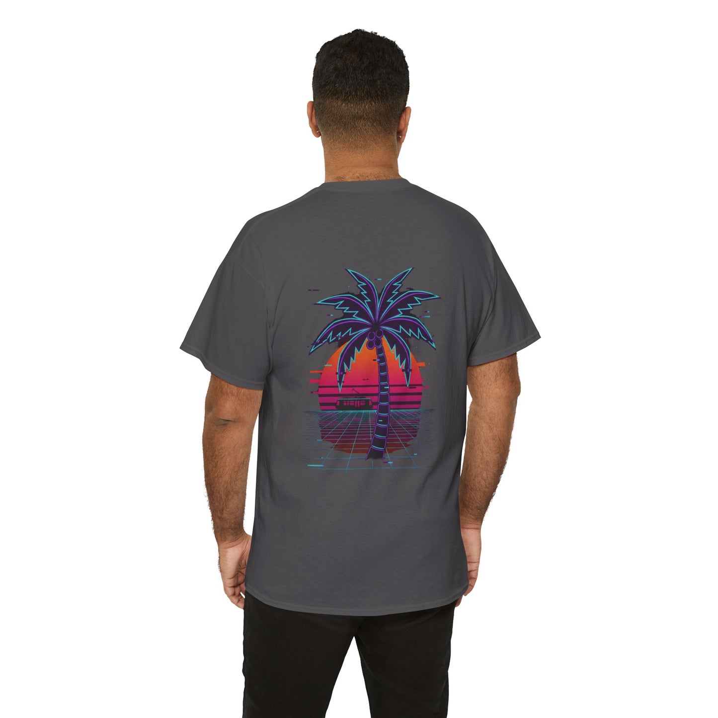 Retro Palm Tree Sunset T-Shirt — Vintage Tropical Beach Tee