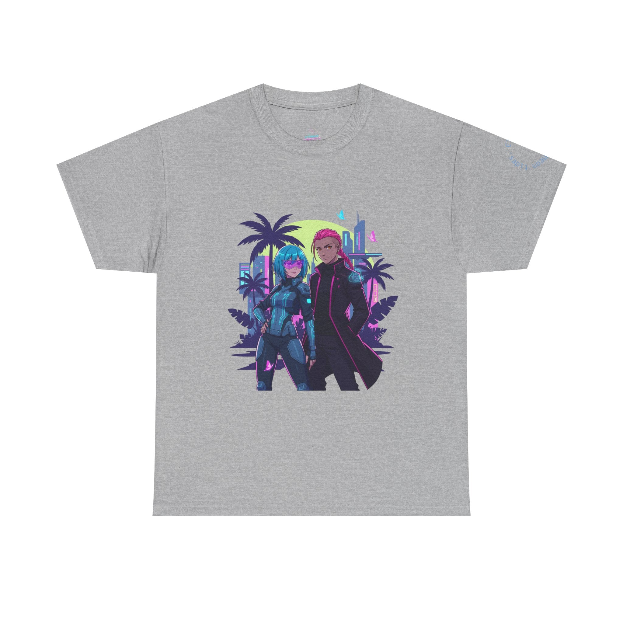 Vaporwave Cyber Duo T-Shirt — 'Tropical Vibes' Retro Futuristic Tee