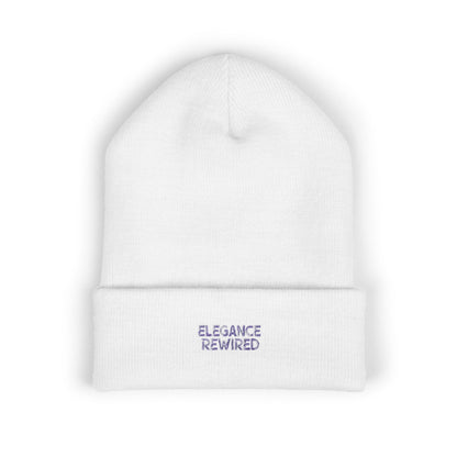 Embroidered 'Elegance Rewired' Cuffed Beanie