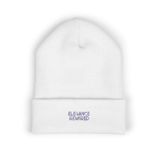 Embroidered 'Elegance Rewired' Cuffed Beanie