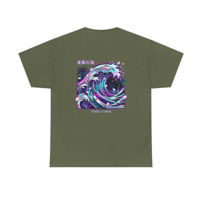 Vaporwave Japanese Surf T-Shirt — "未来の海" Retro Neon Aesthetic