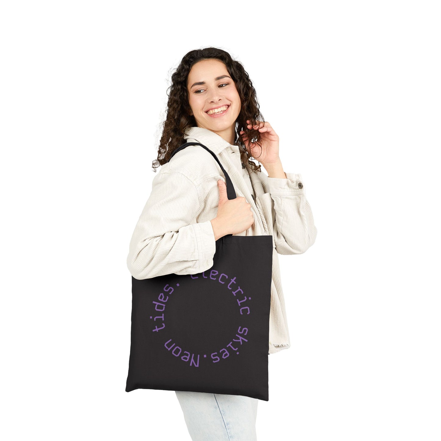 Neon Palm Sunset Canvas Tote ("neon tides. Electric skies.")