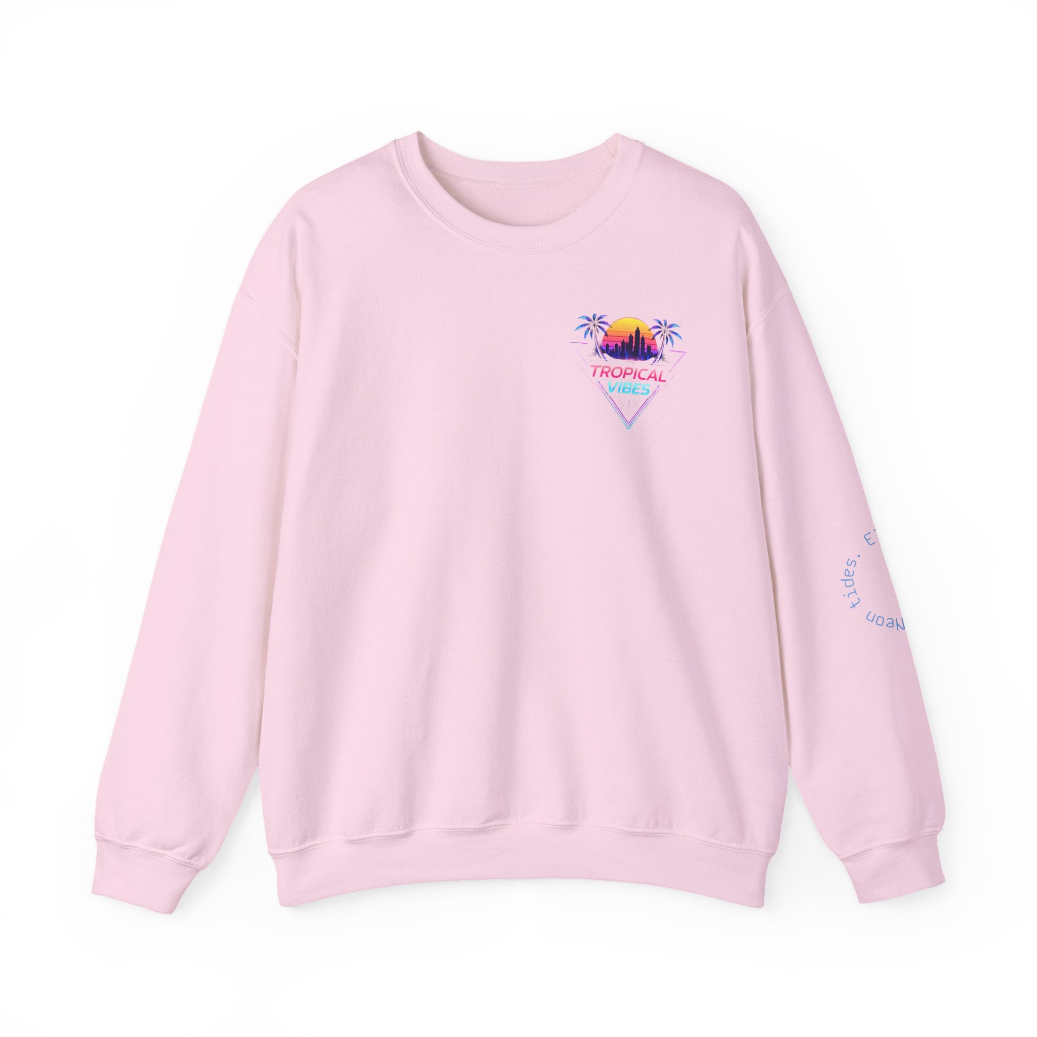 Tropical Palm Crewneck Sweatshirt — Sunset Cityscape Graphic