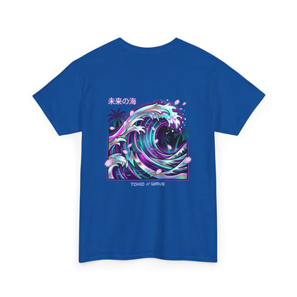 Vaporwave Japanese Surf T-Shirt — "未来の海" Retro Neon Aesthetic