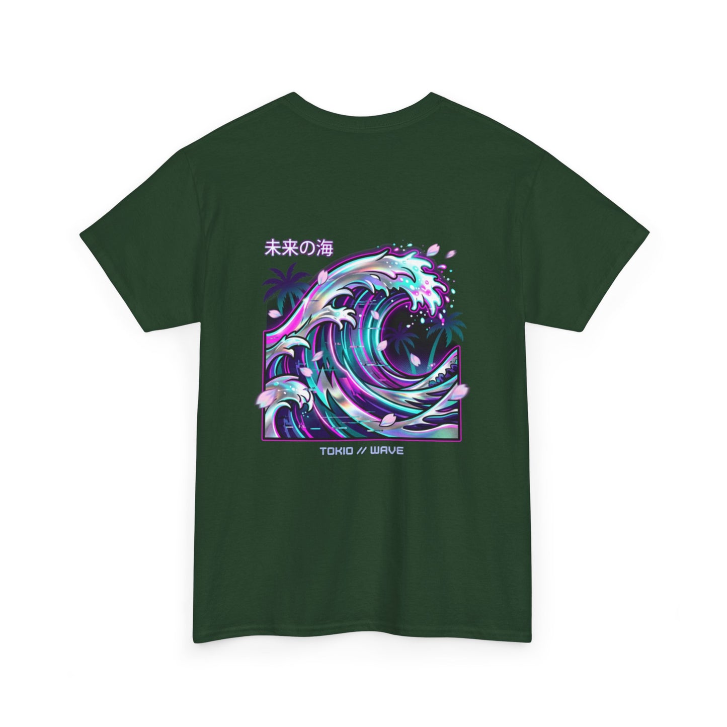 Vaporwave Japanese Surf T-Shirt — "未来の海" Retro Neon Aesthetic