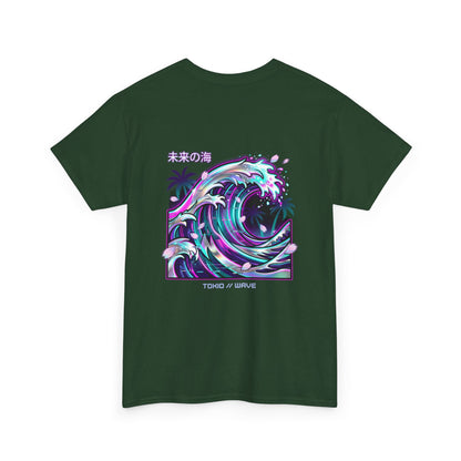 Vaporwave Japanese Surf T-Shirt — "未来の海" Retro Neon Aesthetic