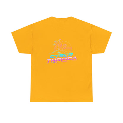 Cyberpunk Tropical Duo Tee — Neon Futuristic Beach Graphic T-Shirt