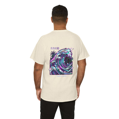 Vaporwave Japanese Surf T-Shirt — "未来の海" Retro Neon Aesthetic