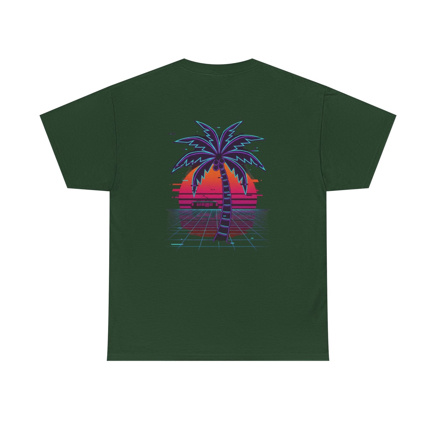 Retro Palm Tree Sunset T-Shirt — Vintage Tropical Beach Tee