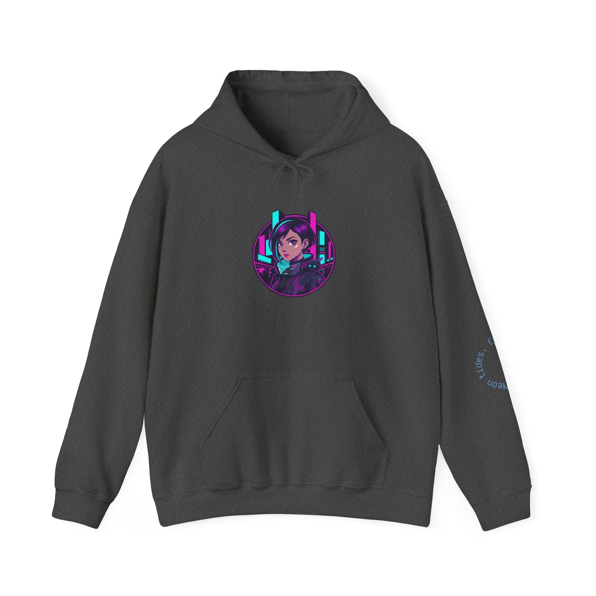 Cyber City Anime Hoodie – Neon Retro Dystopia Streetwear