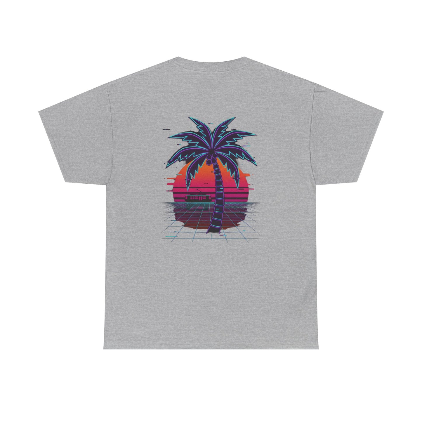 Retro Palm Tree Sunset T-Shirt — Vintage Tropical Beach Tee