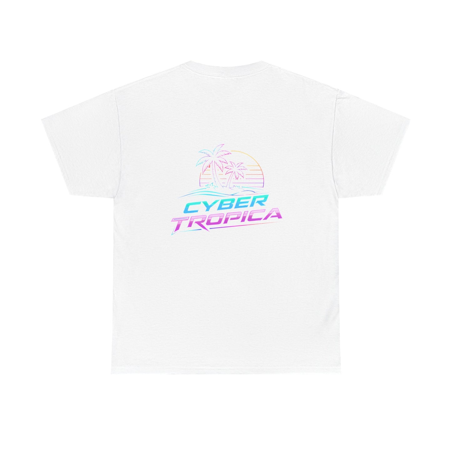 Cyberpunk Tropical Duo Tee — Neon Futuristic Beach Graphic T-Shirt