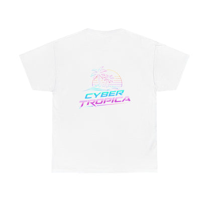 Cyberpunk Tropical Duo Tee — Neon Futuristic Beach Graphic T-Shirt
